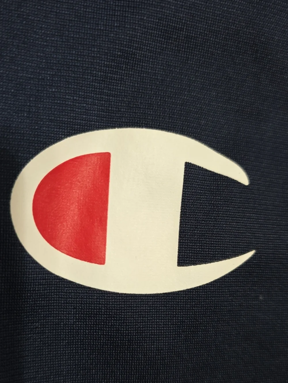Champion Boys Youth Navy Track Jacket Red & White Logo Zips Athletic Sz M EUC
